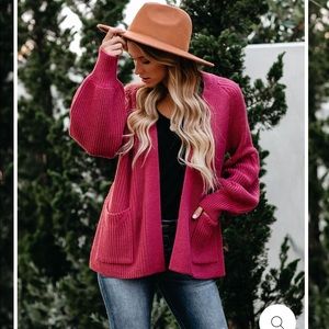 Pocketed Balloon sleeve Cardigan❣️